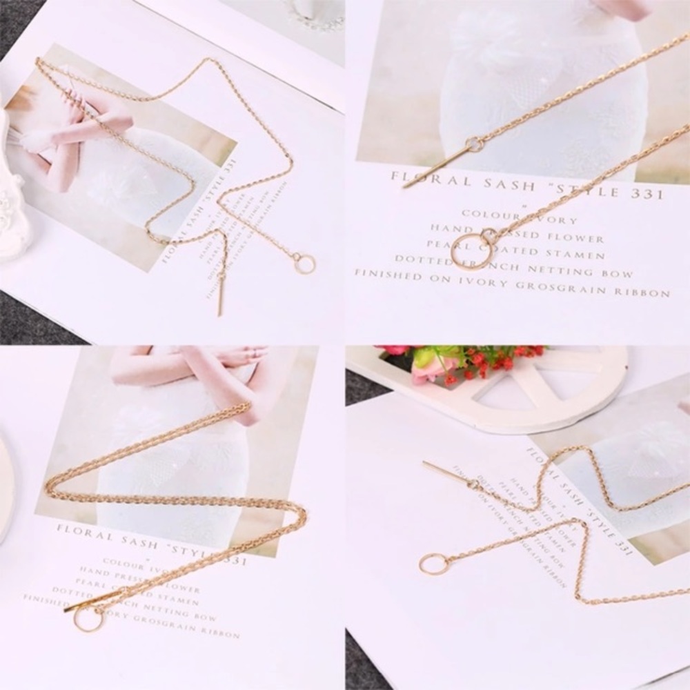NEW💙💎💛MODERN💛GOLDEN💛CIRCLE💛BAR💛NECKLACE💎💙 - Picture 6 of 8